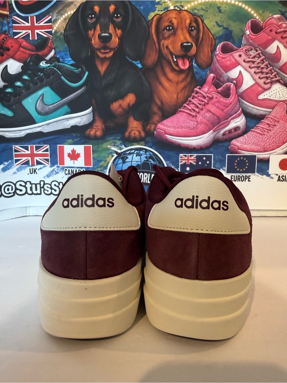 adidas Women’s VL Court Bold Sneakers - Burgundy & Cream - Picture 7 of 8